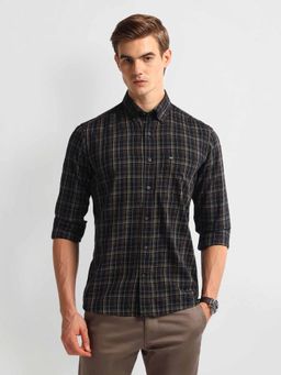 Arrow Sports - Black Tartan Check Cotton Shirt
