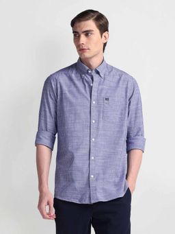 Arrow Sports - Blue Vertical Stripe Manhattan Slim Shirt