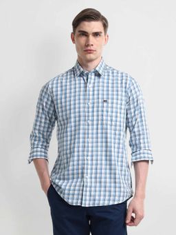 Arrow Sports - Blue Long Sleeve Cotton Shirt