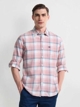 Arrow Sports - Pink Plaid Check Cotton Shirt