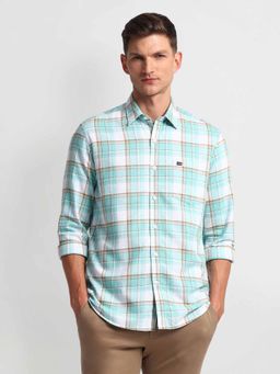 Arrow Sports - Turquoise Tartan Check Cotton Shirt