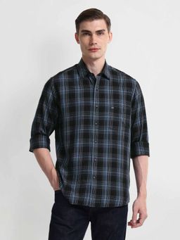 Arrow Sports - Black Tartan Check Twill Shirt