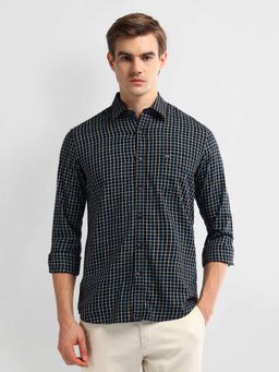 Arrow Sports - Black Manhattan Slim Fit Cotton Checks Shirt