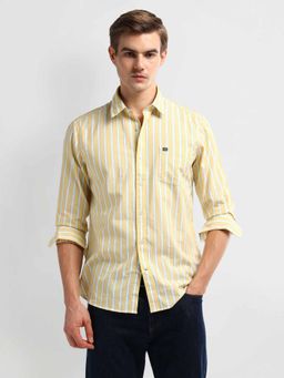 Arrow Sports - Yellow Vertical Stripe Cotton Shirt