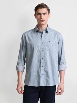 Arrow Sports - Blue Geometric Print Twill Shirt