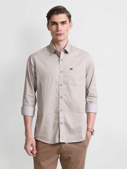 Arrow Sports - Brown Geometric Print Slim Fit Shirt