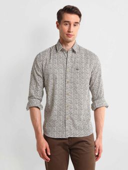 Arrow Sports - Brown Slim Fit Cotton Paisley Shirt