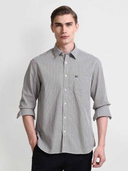 Arrow Sports - Grey Point Collar Printed Shirt