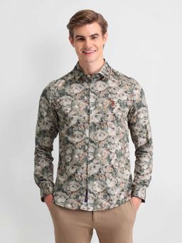 U.S. Polo Assn. Denim Co. - Green Satin Digital Floral Print Shirt