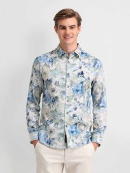 U.S. Polo Assn. Denim Co. - Blue Satin Digital Floral Print Shirt