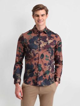 U.S. Polo Assn. Denim Co. - Orange Satin Digital Floral Print Shirt
