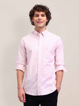U.S. POLO ASSN. - Pink Striped Oxford Tailored Fit Shirt