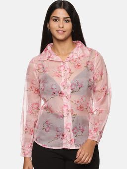 IS.U - Pink Floral Organza Top