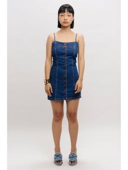 FREAKINS - Front Buttoned Strap Denim Dress
