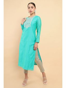 Soch - Women Blue Chanderi Embroidered Kurta
