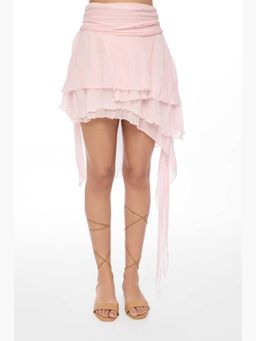The Clothing Factory - Blush Pink Asymmetrical Ruffle Mini Skirt