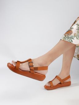 Carlton London - Women's T-Strap Platform Sandals With Buckle