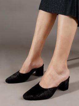 Iconics - Women's Shimmering Velvet Block Sandal Heels