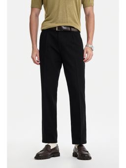 Snitch - Black Solid Regular Formal Trouser For Men
