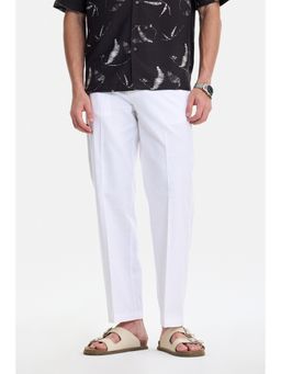 Snitch - White Solid Regular Casual Trouser For Men
