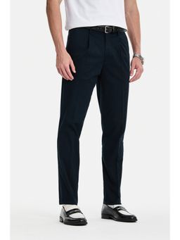 Snitch - Navy Solid Slim Formal Trouser For Men