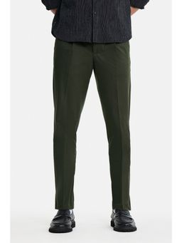Snitch - Olive Solid Slim Formal Trouser For Men