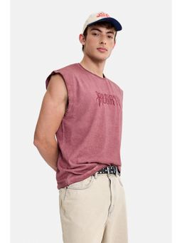 Snitch - Clove Textured Sleeveless Regular Casual T-Shirt For Men