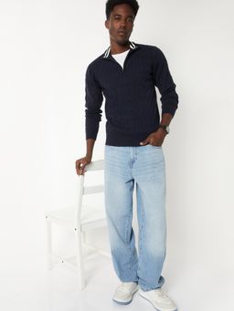 max - Men Knit Textured Sweater