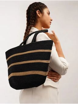 Jalwa By Deepika - Black Handcrafted Jute Tote Bag