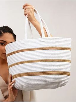 Jalwa By Deepika - White Handcrafted Jute Tote Bag