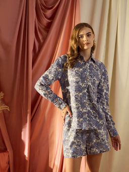 KASSUALLY - Grey Floral Printed Casual Co-Ord (Set of 2)