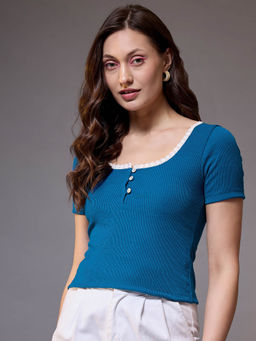 KASSUALLY - Dark Blue Solid Top
