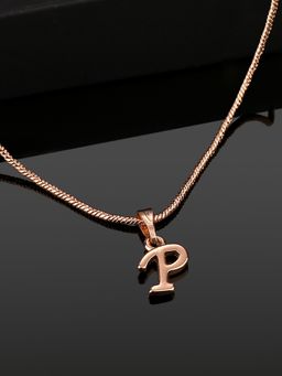 Estele - Valentine Gift - Rose Gold Plated Initial P Letter Pendant for Women