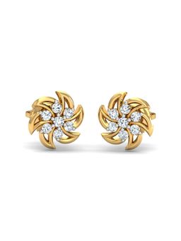 KuberBox - 18K Gold Rueda Diamond Stud Earrings for Women-Girls