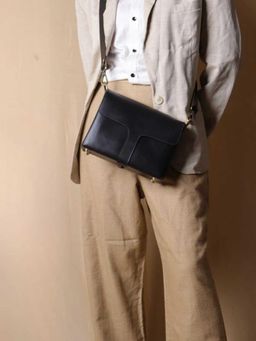 The Bicyclist - Black Crossbody Box Sling Bag In : Belle