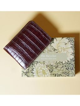 The Bicyclist - Maroon Crocodile Texture Leather Bifold Wallet With Coin Pouch For Men