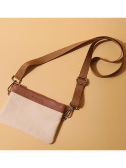 The Bicyclist - Off White Canvas And Leather Mini Pouch Sling