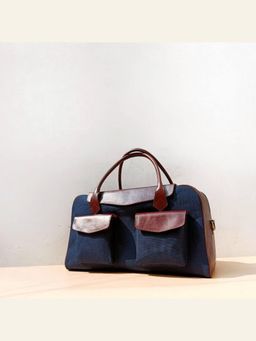 The Bicyclist - Blue Canvas And Leather Shoulder Travel Bag