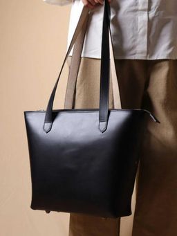 The Bicyclist - Black Classic Tote Handbag With Zipper: Lilly