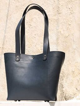 The Bicyclist - Blue Medium Tote Handbag : Lilly