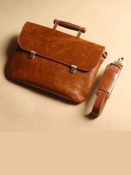 The Bicyclist - Tan Crossbody Minimalist Laptop Bag: Mr Blue