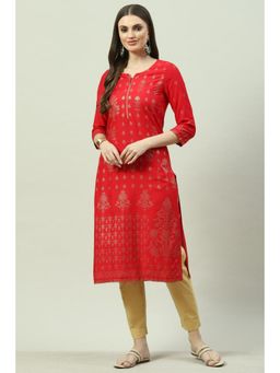 Biba - Women Red Floral Printed Kurta