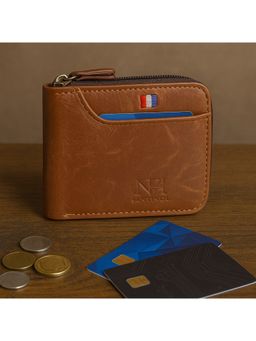 NFI Essentials - PU Leather 9 Slots Vertical Card Holder Wallet - Brown