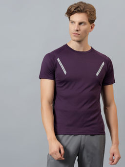 Dida - Men Round Neck Poly Fine Purple T-Shirt