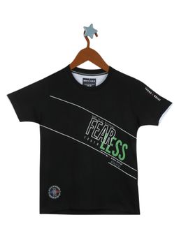 Monte Carlo - Boys Cotton Blend Printed Black T-Shirt