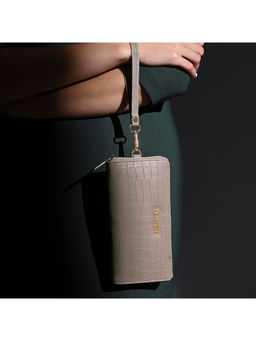 Pearlure - Logan Zip Around the World Money Vegan Leather Pink Wallet