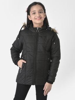 CRIMSOUNE CLUB - Girls Black Fur Detailed Padded Jacket