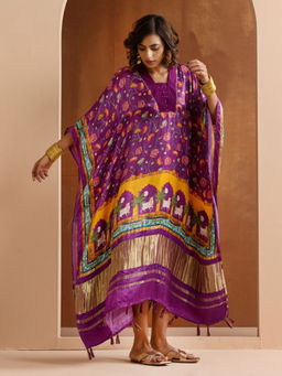 ISHIN - Women Purple Viscose Kaftan Dress