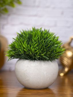 Voncasa - Green Grass Artificial Potted Plant - Stone Finish