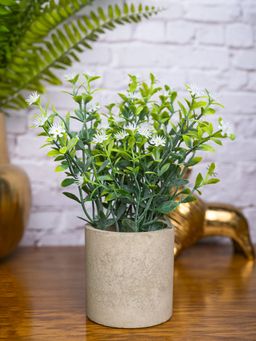 Voncasa - White Artificial Potted Plant - Stone Finish